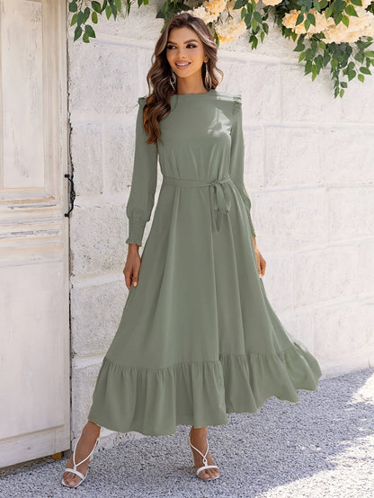Langes Maxikleid mit Gürtel Sommer