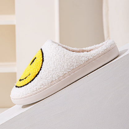 Weiche Pelzpantoffel Smiley Muster Warm