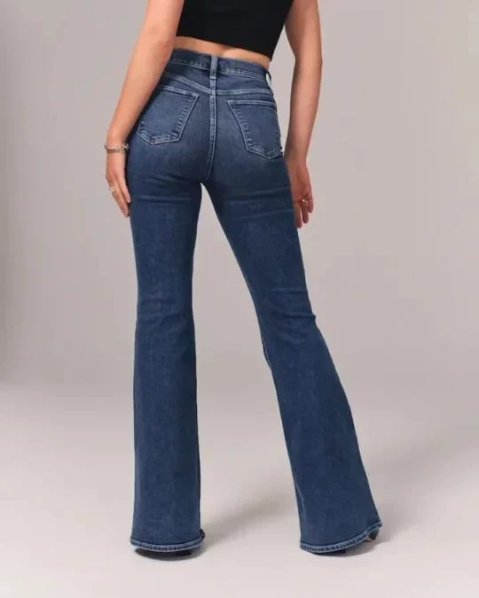 Retro Schlagjeans High Waist Frauen