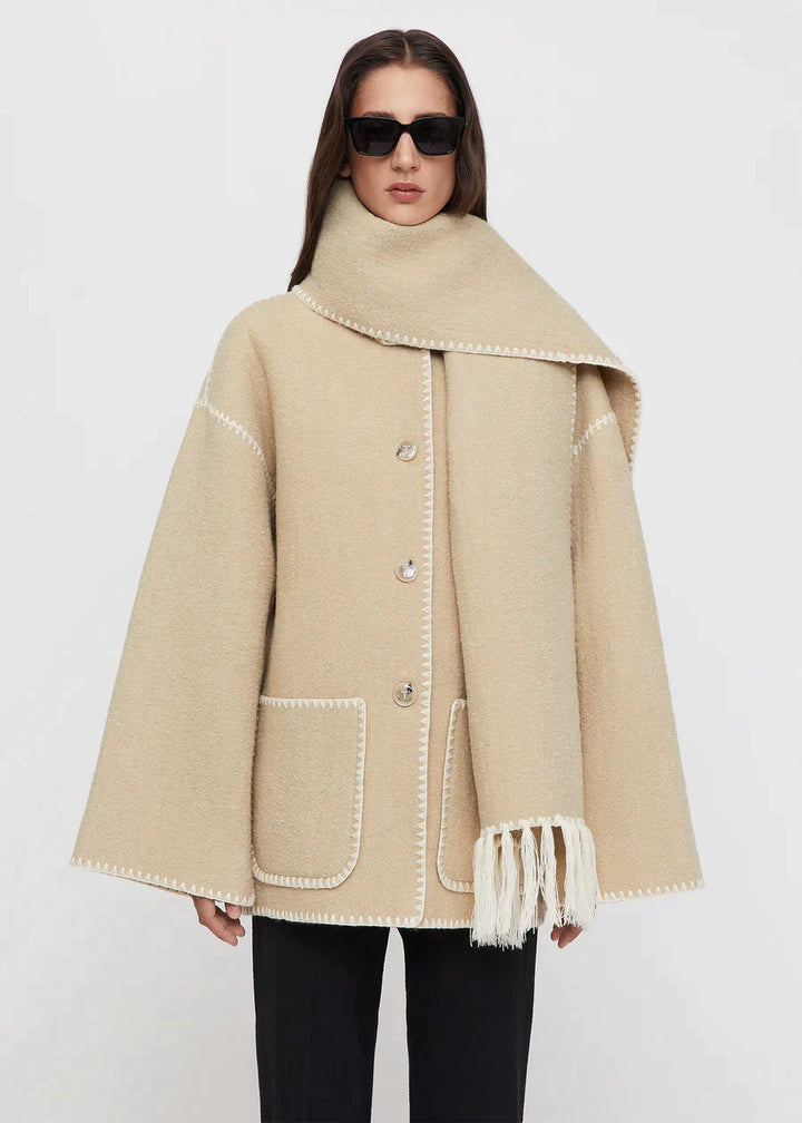Luxus Winterjacke mit Schal Damen