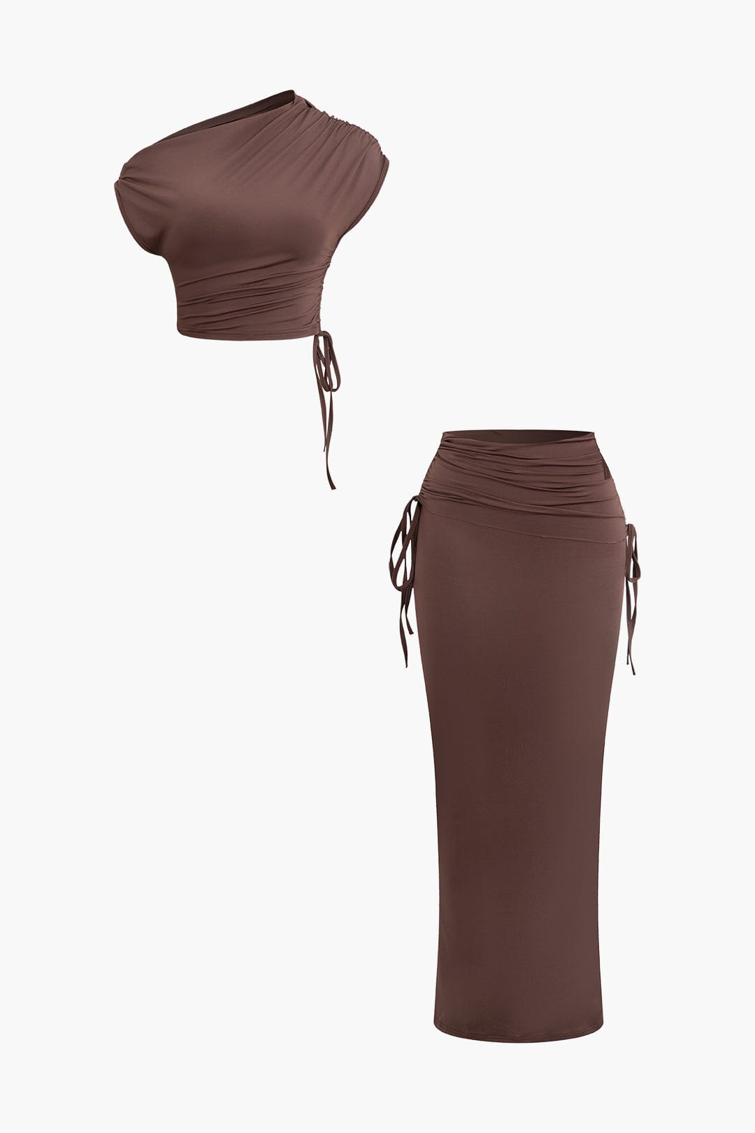 Asymmetrisches Set Damen One Shoulder Top Maxi Rock