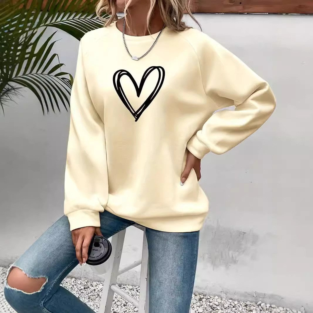 Rundhals Sweatshirt Langarm Trendig Damen