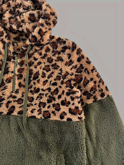 Leopardenpullover Frauen Farbblock Modern