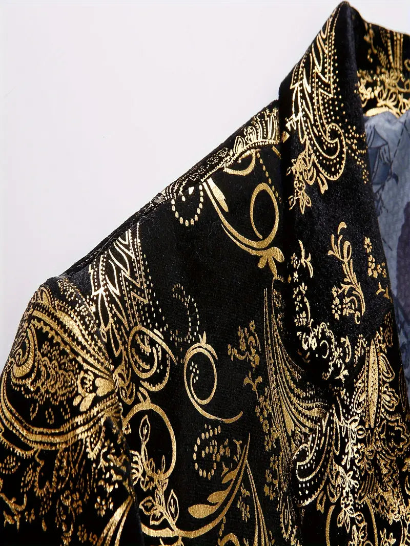 Herrenblazer Barock Muster Elegant Schwarz