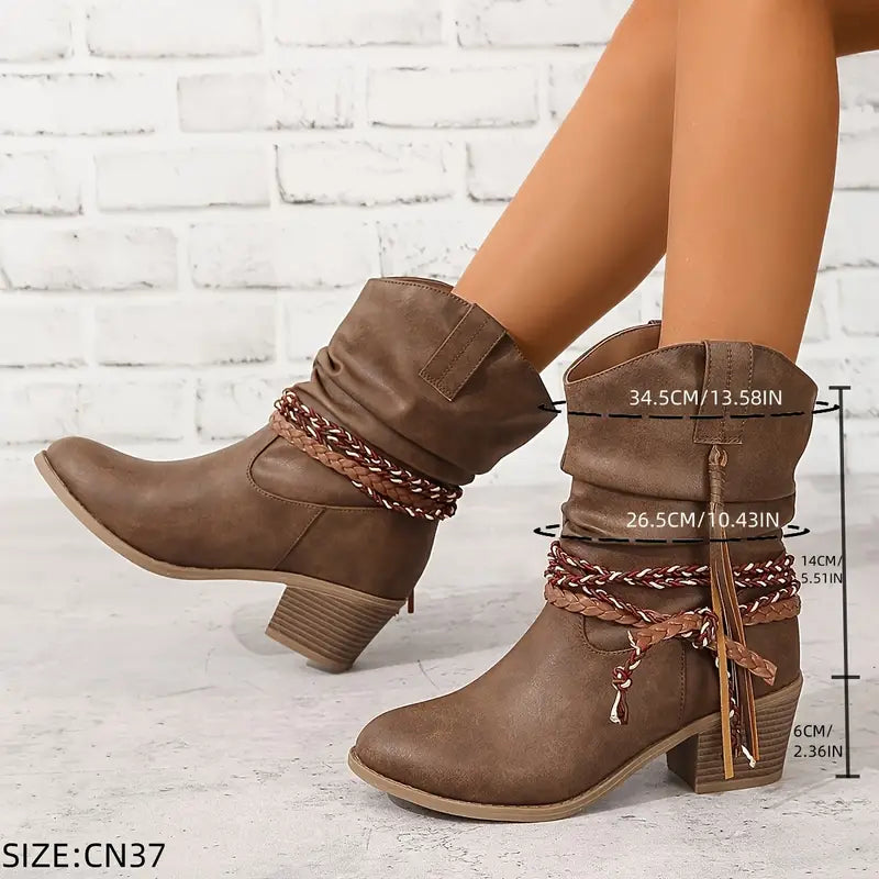 Cowboy Stiefel Rustikal Leder Braun - BerlinGlamour