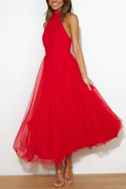 Halterneck Tüllkleid Mit Schleier A-Linie Elegant