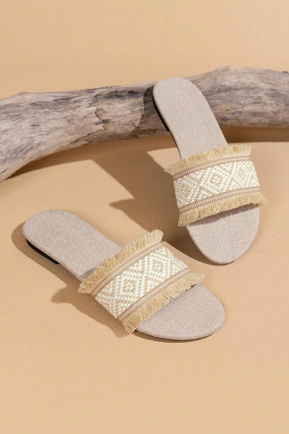 Strand Schlappen mit Fransen