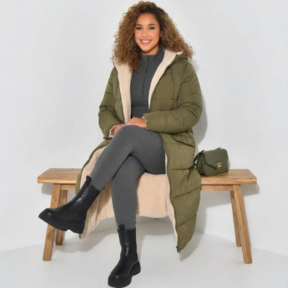 Wendbare Damenjacke Lang Teddyfutter Modern