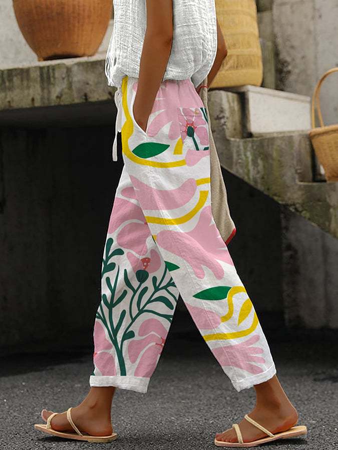 Weite Damen Hose Moderner Print Bequem