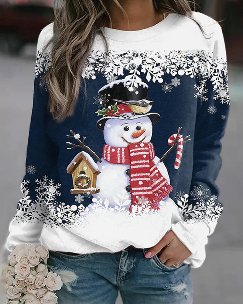 Weihnachtspullover mit mehrfarbigem Schneemann-Druck von BerlinGlamour