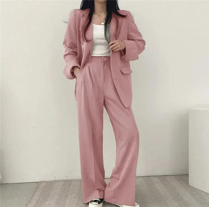 Athena | Einfarbiges Blazer- und gerade geschnittenes Hosen-Set für Damen Zendoo.de