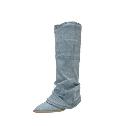 Damen Stiefel Winterfest Denim Boots Schnee