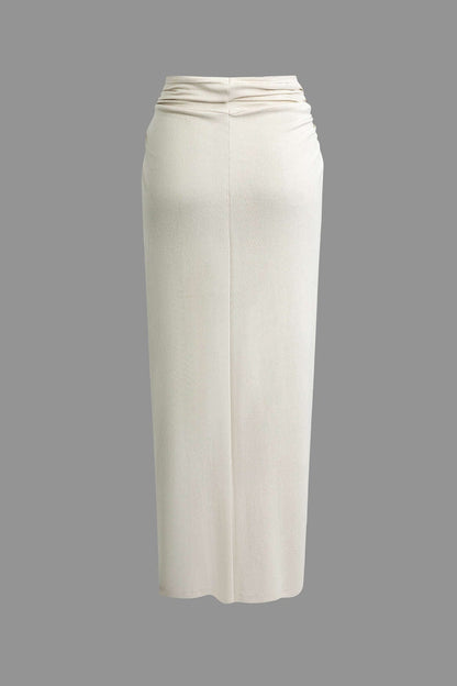 Elegantes Damen Zweiteiler Set mit One Shoulder Top und Wickelrock