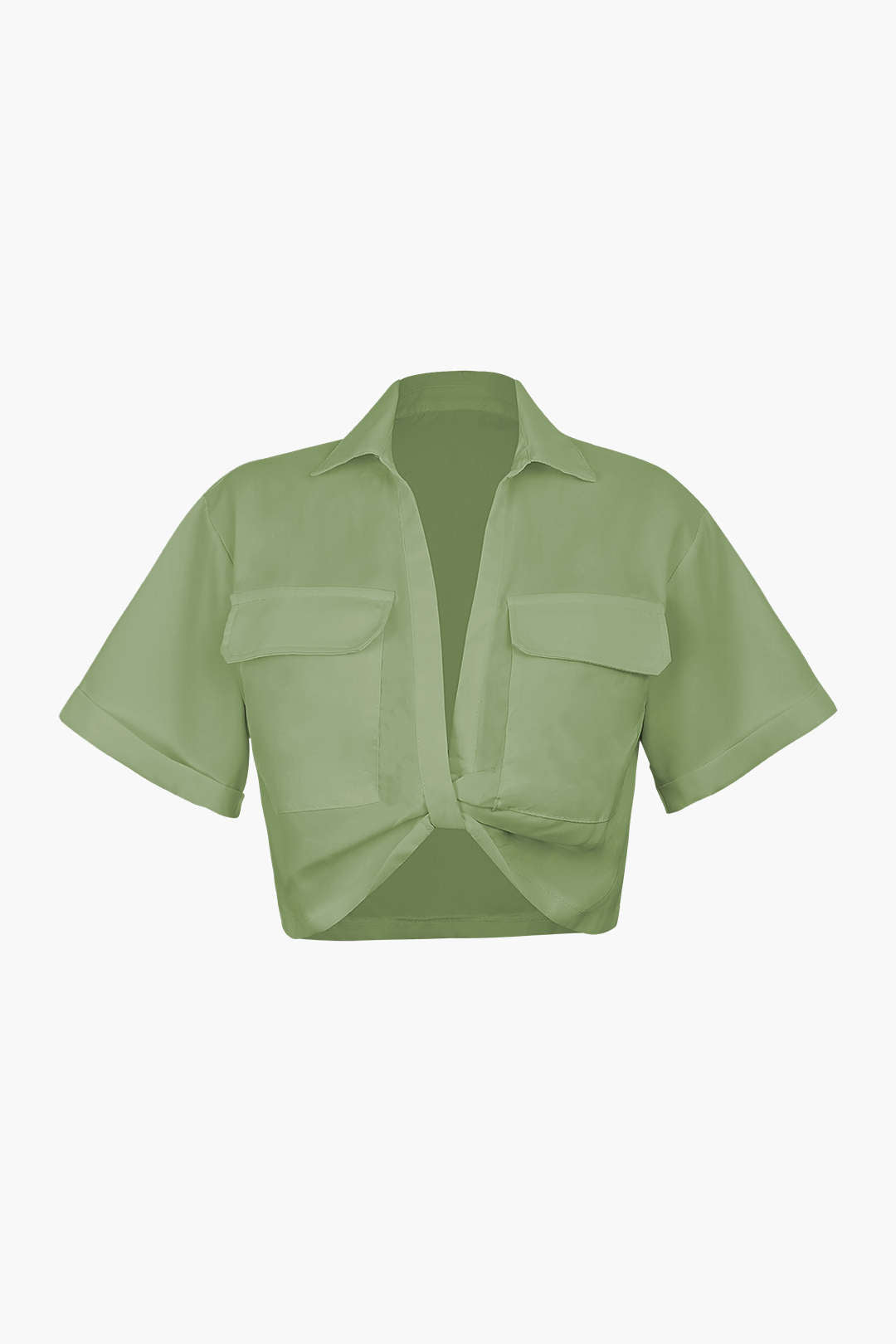 Kurzarmshirt Damen Crop Top mit Kragen Modern