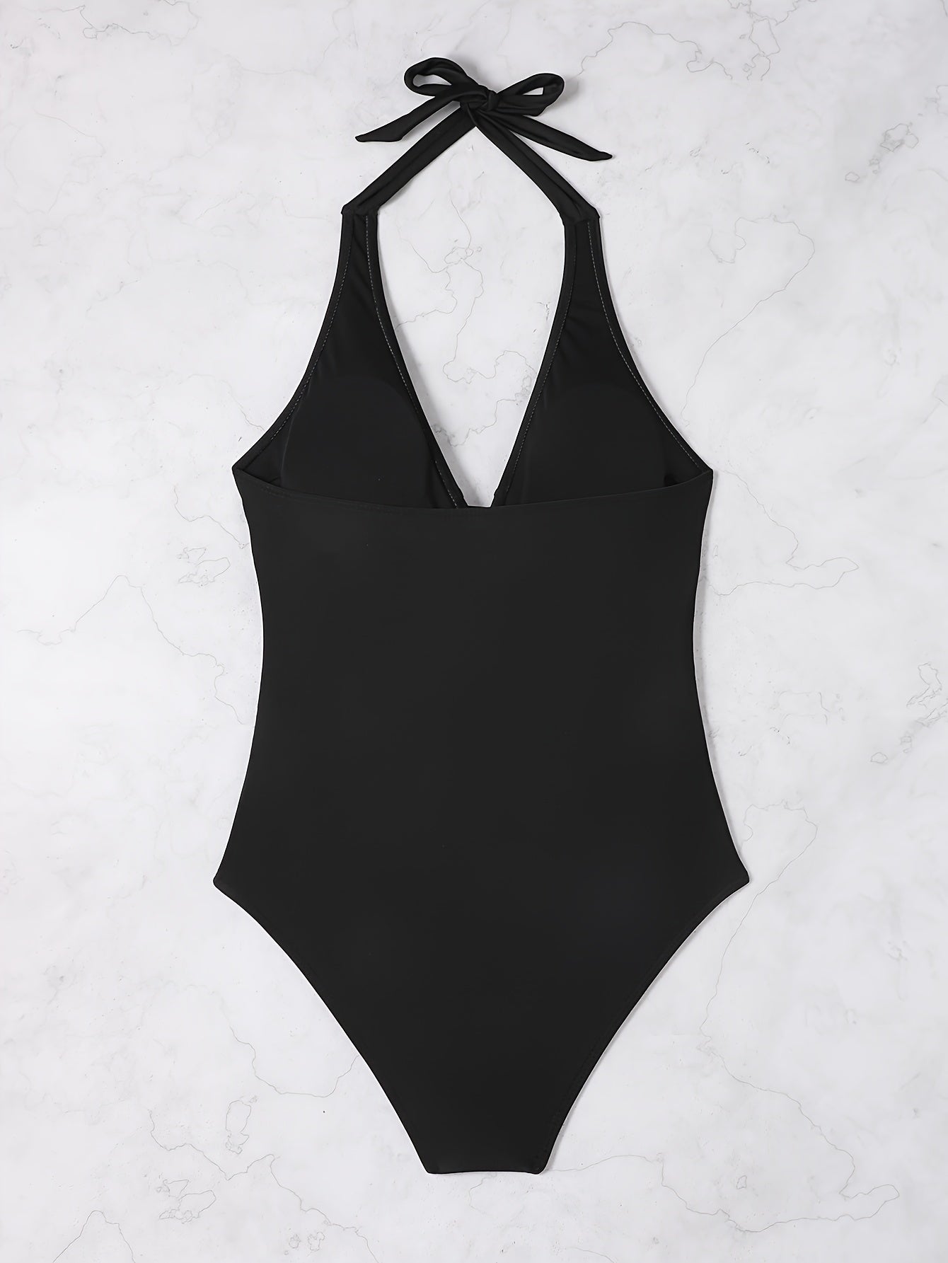 Badeanzug Neckholder V-Ausschnitt Aufdruck Damen