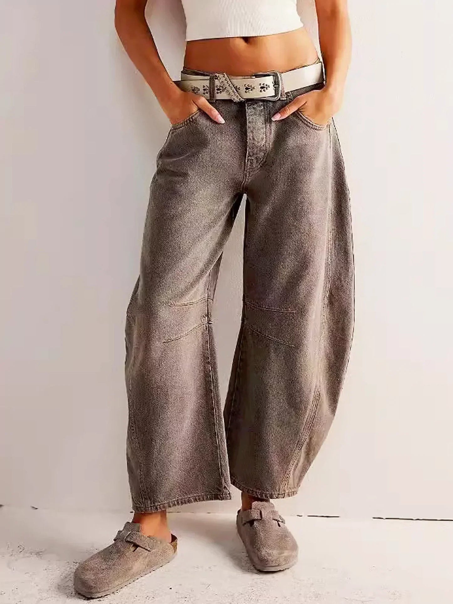 Damen Jeans Weitbein Bedruckt Trendy
