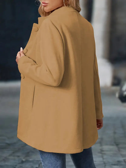 Damen Wintermantel Knöpfe Lang Modern
