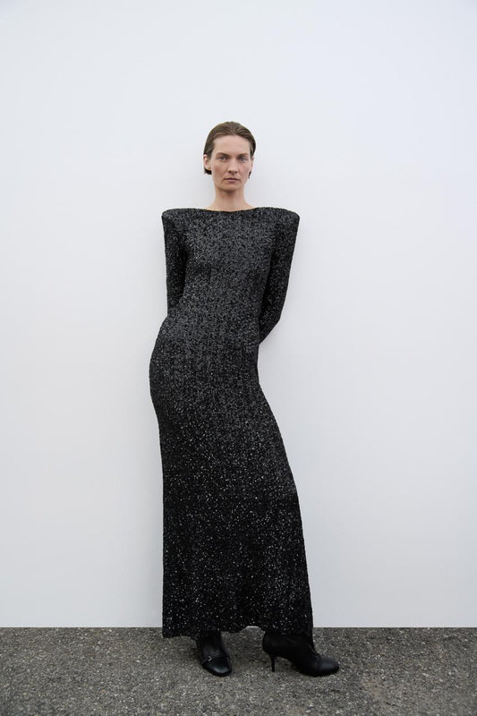 Maxikleid mit Sternchen-Pailletten