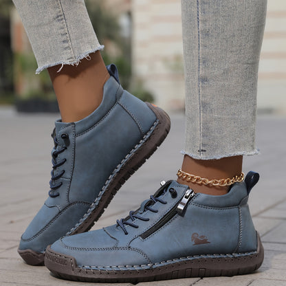 Damen Schnürschuhe Bequem mit Reißverschluss Komfort