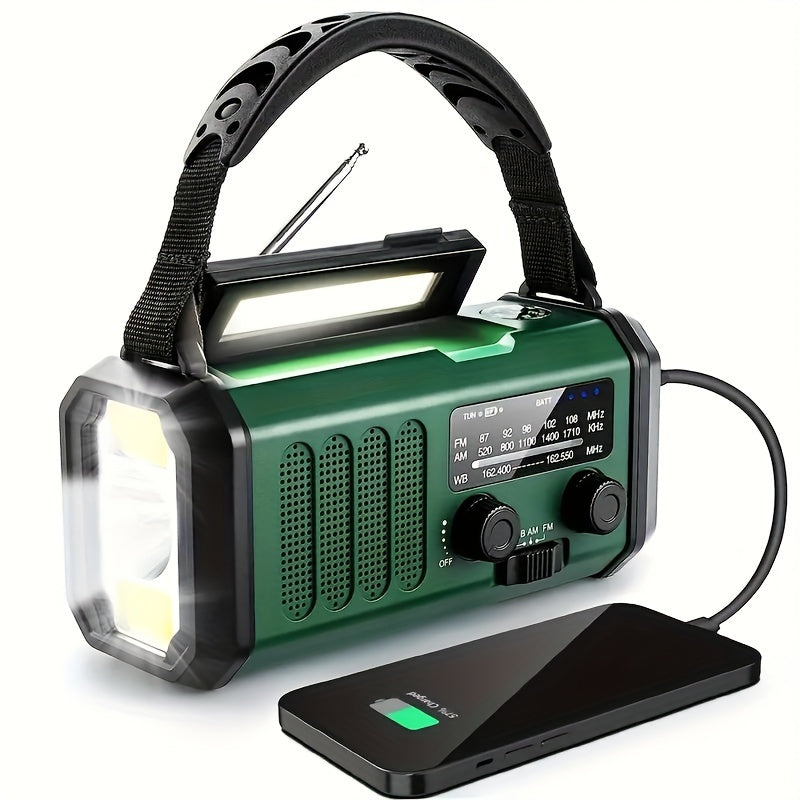 Notfallradio Powerbank Solarladbar mit LED-Licht und Kompass