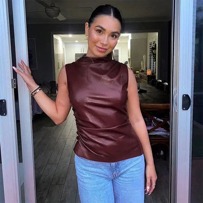 Rotes Damen Top Burgunder Farbe - BerlinGlamour