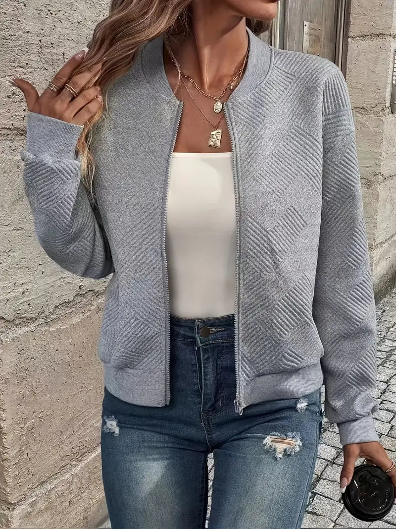Damen Strickjacke Mit Reißverschluss und Struktur Modern