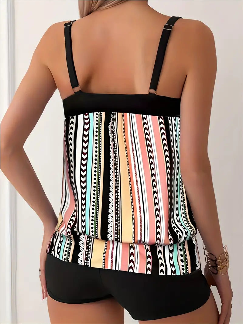Badeanzug Tankini Gestreift Damen