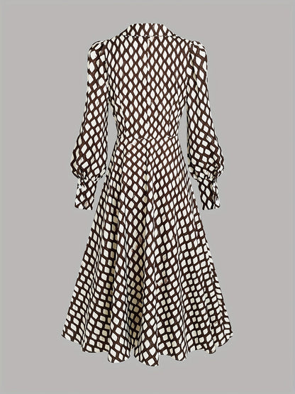 Elegante Robe mit Rautenmuster Tailliert Damen