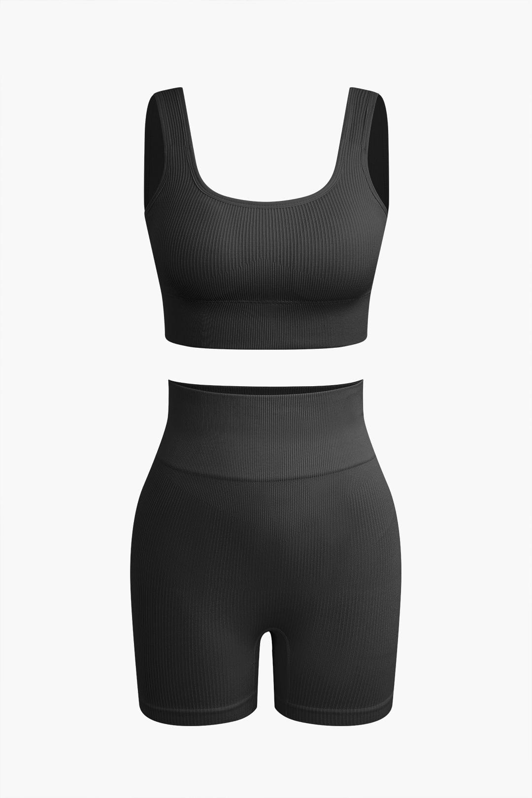 Sport-Set Damen Nahtlos Crop-Top Yoga-Shorts