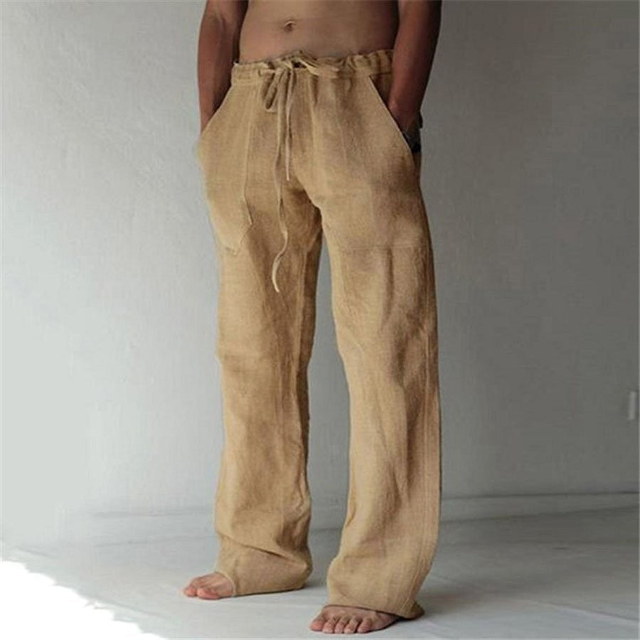 Herren Leinenhose Einfarbig Bequem Sommerhose