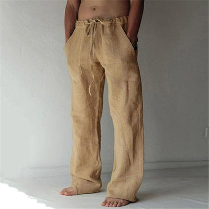 Herren Leinenhose Einfarbig Bequem Sommerhose