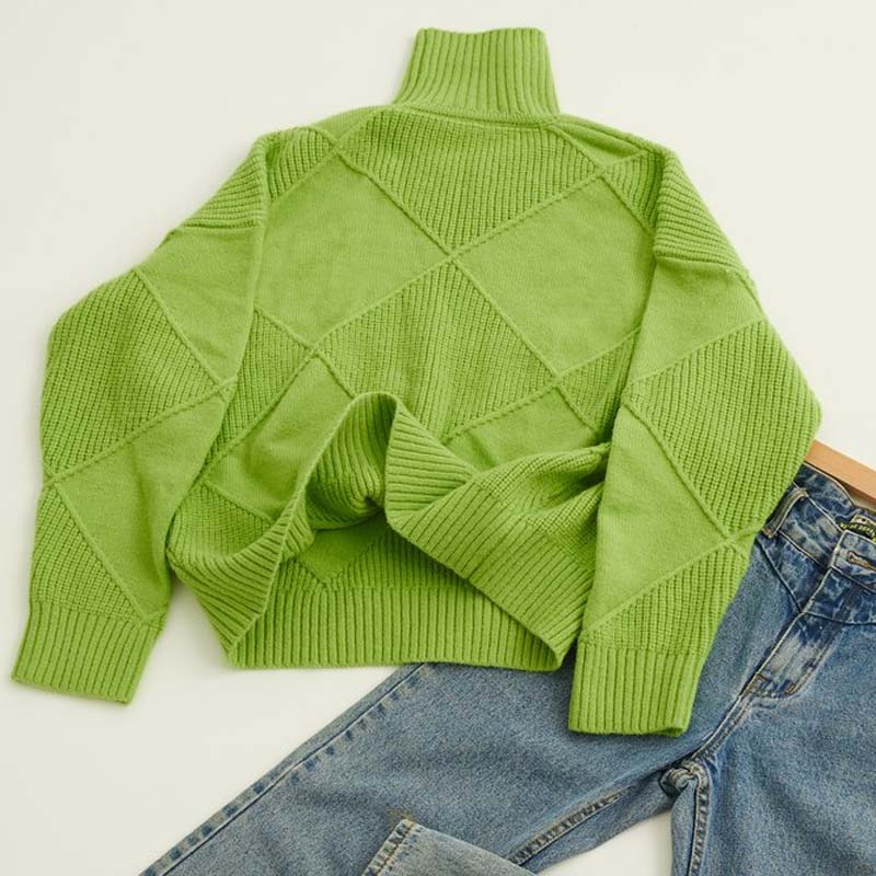 Damen Sweater Winter Strickpullover Hoher Hals Warm