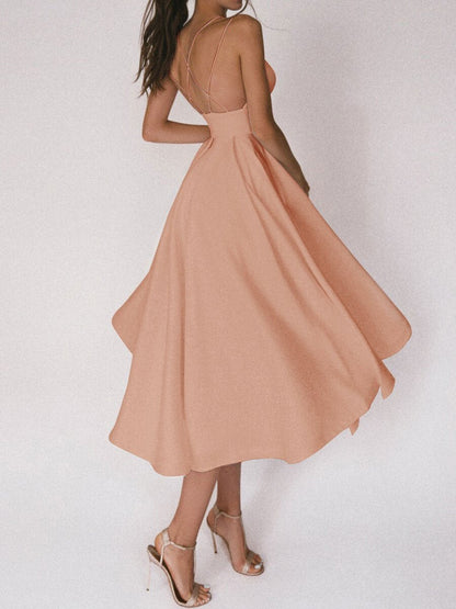 Elegantes Satin-Kleid mit Überkreuz-Trägern Damen