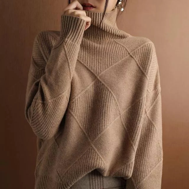 Damen-Rollkragenpullover aus lockerem Kaschmir von Jana