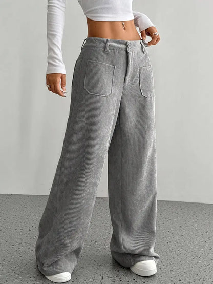 Damenhose Weite Bein Cordhose Frauen Trend
