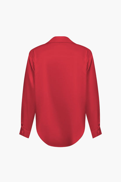 Elegante Bluse Langarm Seiden-Satin Damenbluse