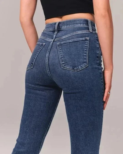 Hohe Frauenjeans Flared Stilvoll Trendy