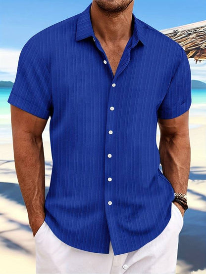 Sommerhemd Kurzärmelig Gestreift Relaxed Fit