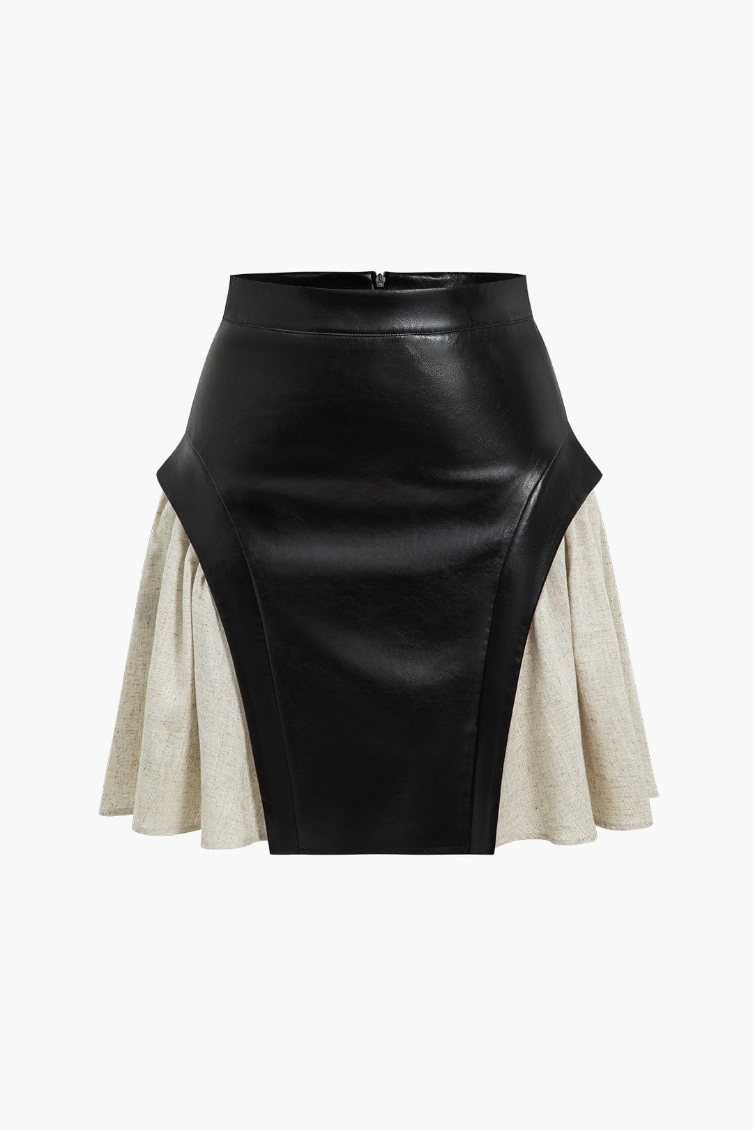 Moderner Skaterrock High-Waist Kunstleder Kontrast - BerlinGlamour