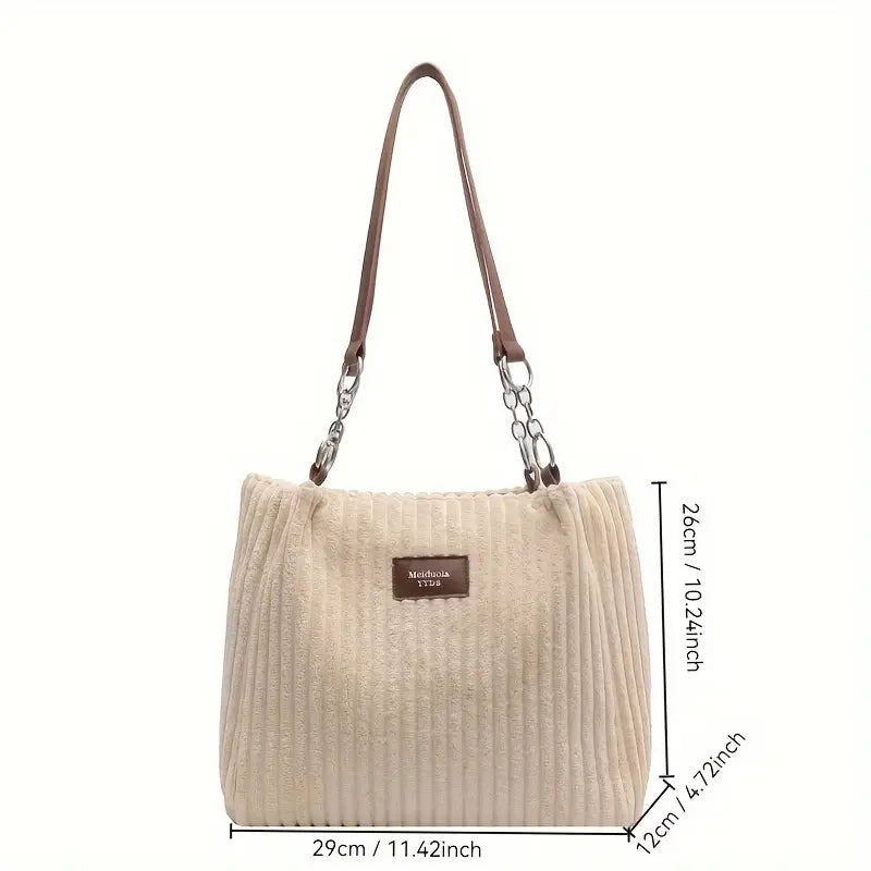 Große Damen Tasche aus Cord Stoff Chic und Geräumig
