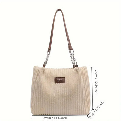 Große Damen Tasche aus Cord Stoff Chic und Geräumig
