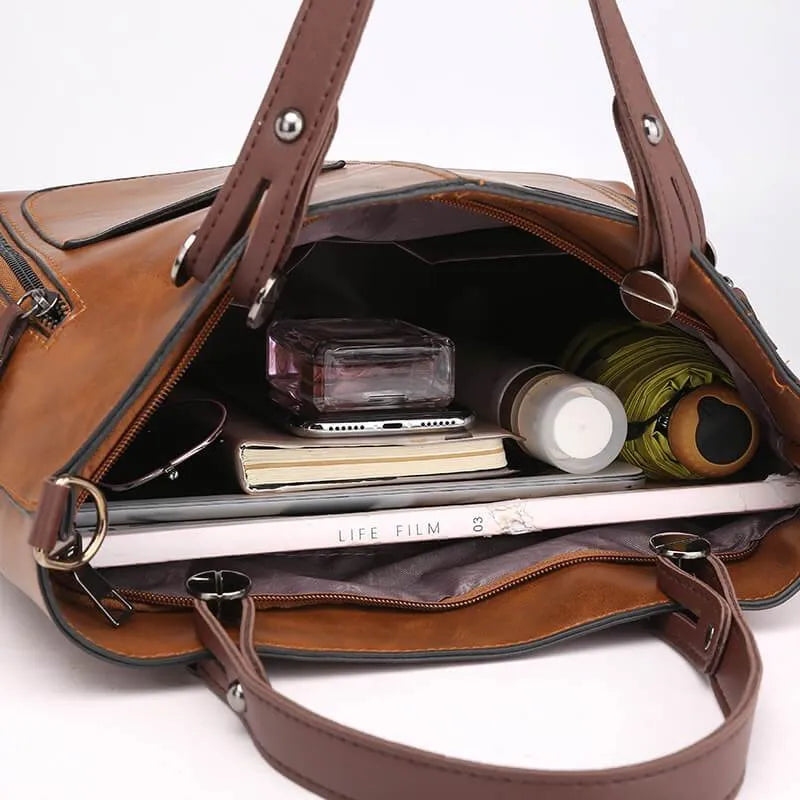 Lederhandtasche Damen Strukturiert Zweifach
