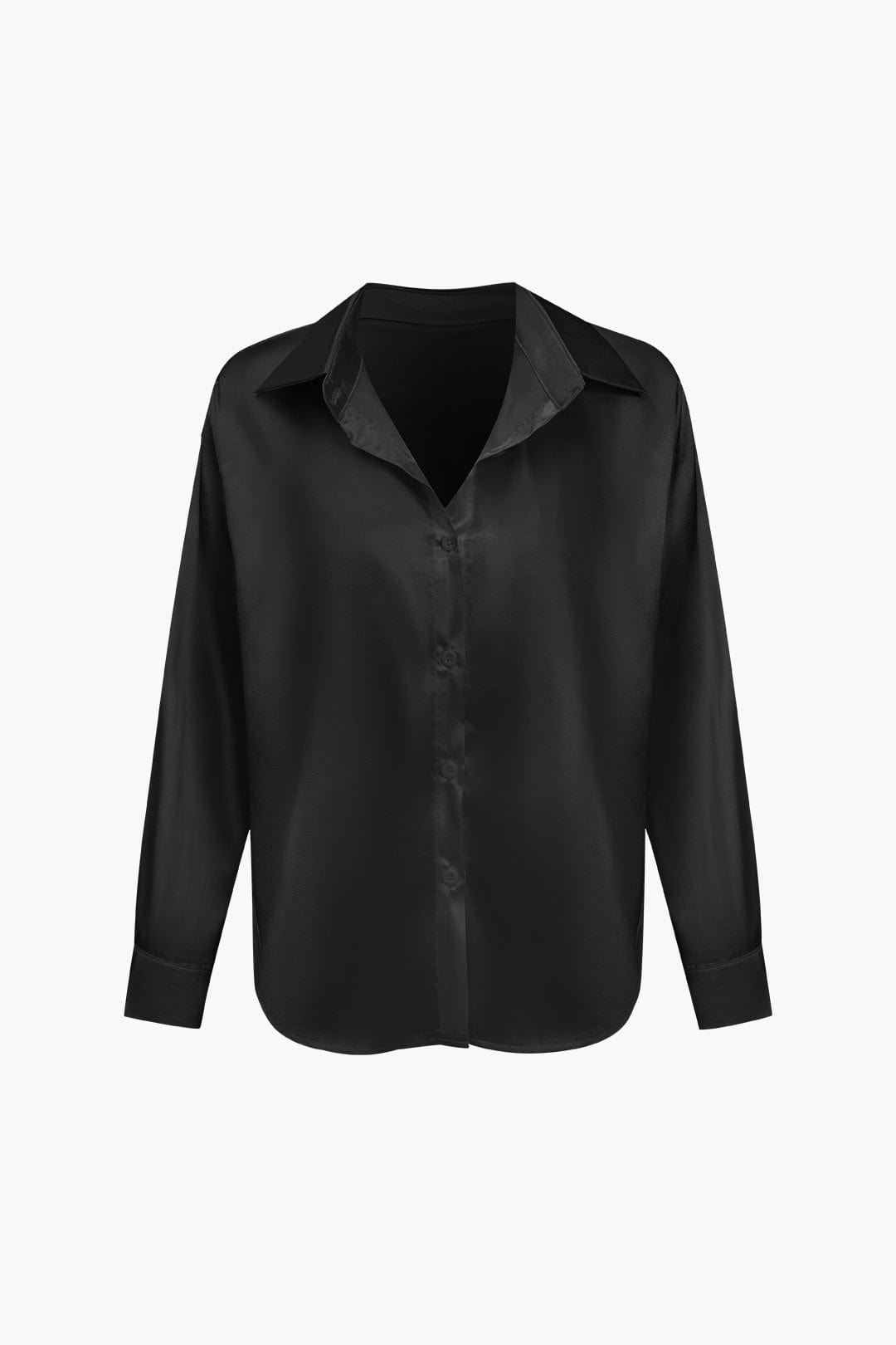 Elegante Bluse Langarm Seiden-Satin Damenbluse