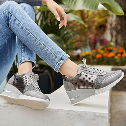 Hohe Sneaker Damen Keilabsatz Orthopädisch Bequem