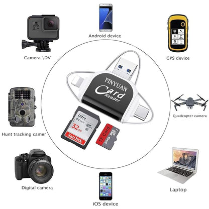USB Kartenleser 4 in 1 Multiport für SD und TF Karten