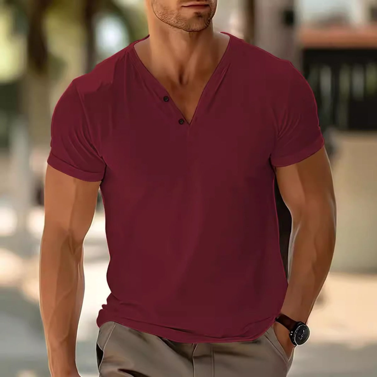 Damen T-Shirt Leicht Sportlich V-Ausschnitt