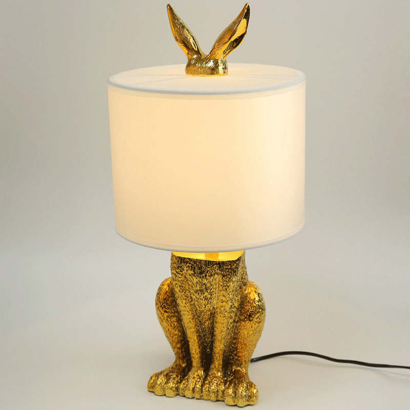 Kaninchen Tischlampe Gold Dekorativ mit Schirm - BerlinGlamour