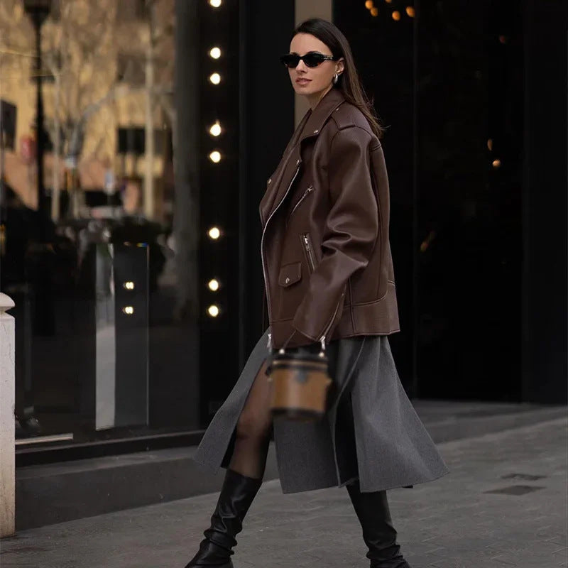 Lederjacke Damen Kurz Modern Glamour Style