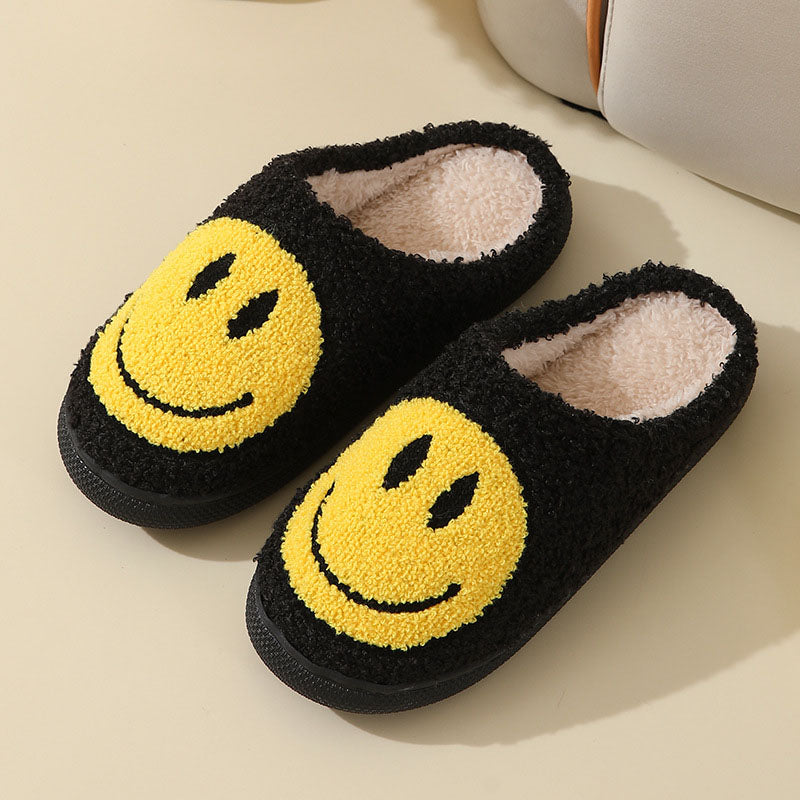 Weiche Pelzpantoffel Smiley Muster Warm