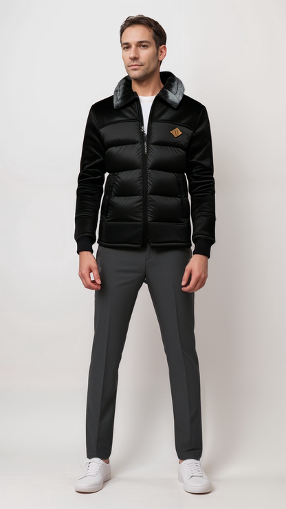 Herren Winterjacke Kunstleder Fellkragen Warm - BerlinGlamour
